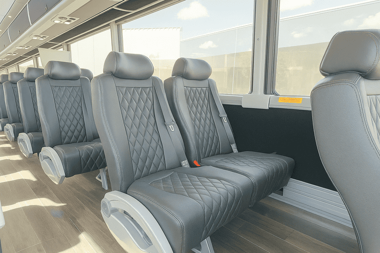 interior of Coach Bus Fort Worth charter bus